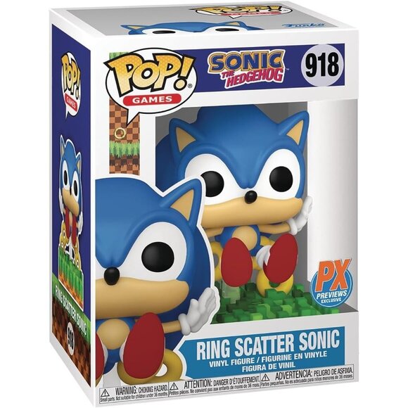 Funko Pop! Sonic the Hedgehog Ring Scatter Sonic #918 PX Exclusive Collectible - Picture 1 of 13
